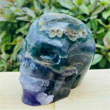 Load image into Gallery viewer, Natural Fluorite Crystal Skull Carving
