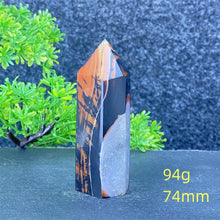 Load image into Gallery viewer, Natural Black Agate and Red Agate Striped Mineral Obelisk for Healing