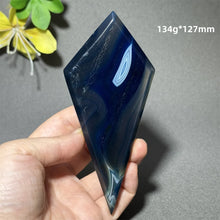 Load image into Gallery viewer, Natural Blue Agate Diamond Shaped Polished Mineral Specimen Home Decor