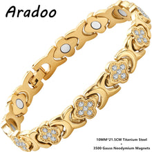 Load image into Gallery viewer, Pure Copper Magnetic Bracelet for Women with Lucky Clover Design