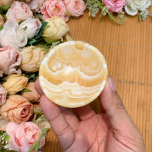 Load image into Gallery viewer, 1PC Carved Orange Calcite Bowl Polished Stone Home Decor