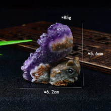 Load image into Gallery viewer, Owl/Hedgehog/Squirrel Carving Featuring Uruguay Purple Amethyst Mineral Specimen