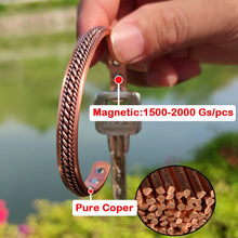 Load image into Gallery viewer, Copper Bracelet Unisex Magnetic Twisted 8.4mm Adjustable