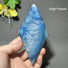 Load image into Gallery viewer, Natural Blue Agate Diamond Shaped Polished Mineral Specimen Home Decor