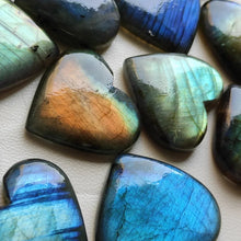 Load image into Gallery viewer, 2PC Natural Labradorite Heart Smooth Polished Flat Back