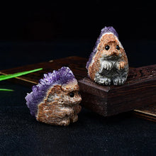 Load image into Gallery viewer, Owl/Hedgehog/Squirrel Carving Featuring Uruguay Purple Amethyst Mineral Specimen