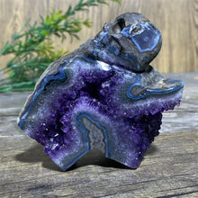 Load image into Gallery viewer, Natural Druzy Amethyst Skull Stone Quartz Specimen