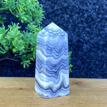 Load image into Gallery viewer, Rare Natural Striped Calcite And Agate Symbiont Crystal Obelisk