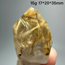 Load image into Gallery viewer, 1PC Natural Brazilian Gold Rutilated Quartz Crystal and Hematite Symbiosis Mineral Specimen Home Decor