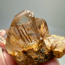 Load image into Gallery viewer, 1PC Natural Brazilian Gold Rutilated Quartz Crystal and Hematite Symbiosis Mineral Specimen Home Decor
