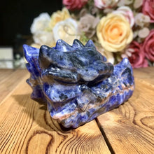 Load image into Gallery viewer, 4" Natural Sodalite Dragon Skull Carving