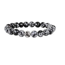 Load image into Gallery viewer, Natural Snowflake Obsidian Bracelet – 8mm Round Gemstone Beaded Crystal Jewelry for Men &amp; Women