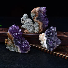 Load image into Gallery viewer, Owl/Hedgehog/Squirrel Carving Featuring Uruguay Purple Amethyst Mineral Specimen