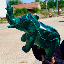 Load image into Gallery viewer, Natural Malachite Carved Crystal Elephant For Healing Wealth Abundance