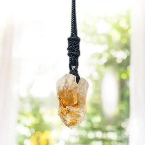 Single Natural Raw Citrine Stone Necklace