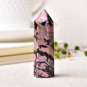 Single Natural Rhodonite Healing Obelisk