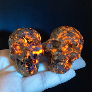 natural yooperlite flame stone skulls