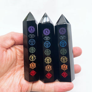 obsidian obelisk chakra symbols